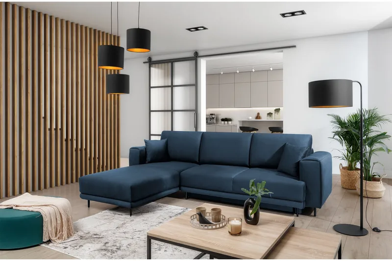 Hopland 3-sits Bäddsoffa m. Divan med Förvaring - Blå - Möbler - Vardagsrum - Bäddsoffor
