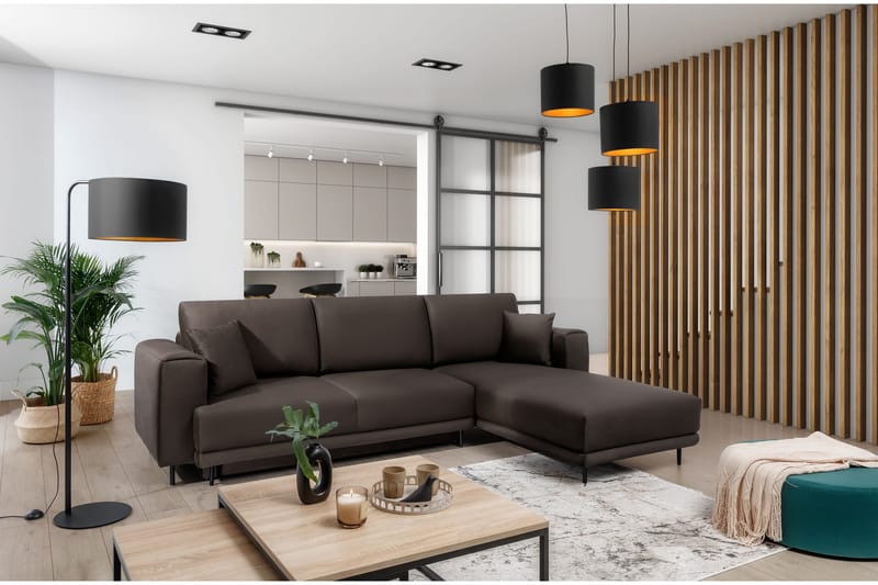 Hopland 3-sits Bäddsoffa m. Divan med Förvaring, Grå