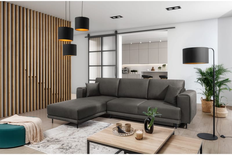 Hopland 3-sits Bäddsoffa m. Divan med Förvaring - Grå - Möbler - Vardagsrum - Bäddsoffor