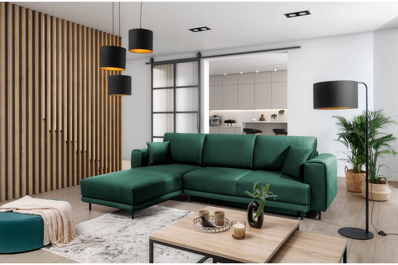 Hopland 3-sits Bäddsoffa m. Divan med Förvaring - Grön - Möbler - Vardagsrum - Bäddsoffor