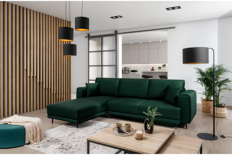Hopland 3-sits Bäddsoffa m. Divan med Förvaring - Grön - Möbler - Vardagsrum - Bäddsoffor