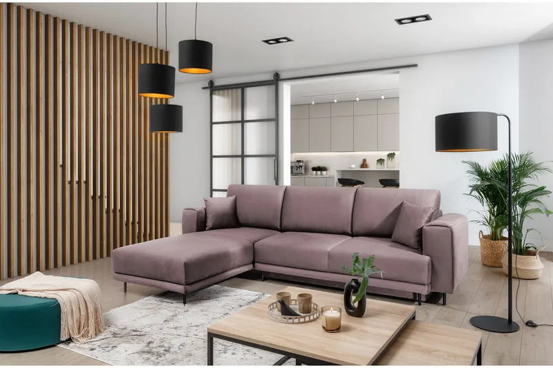 Hopland 3-sits Bäddsoffa m. Divan med Förvaring - Rosa - Möbler - Vardagsrum - Bäddsoffor