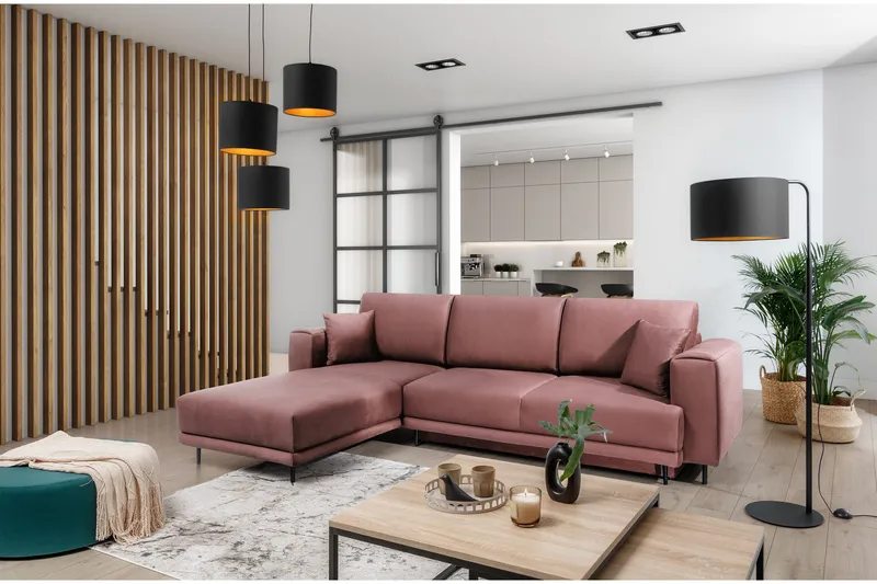 Hopland 3-sits Bäddsoffa m. Divan med Förvaring - Rosa - Möbler - Vardagsrum - Bäddsoffor
