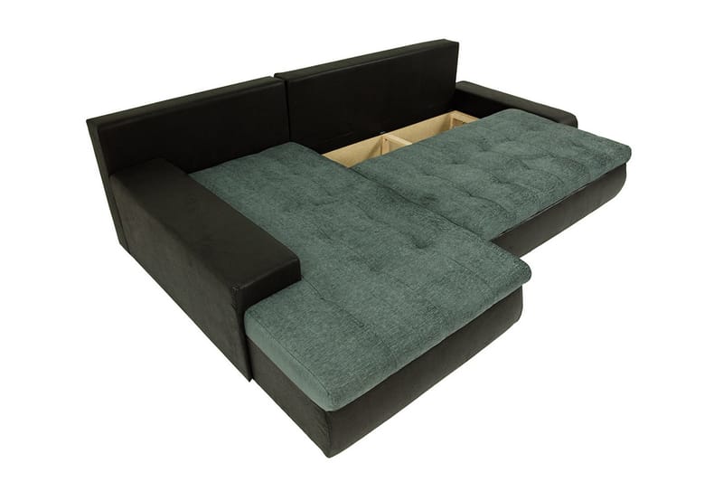 3-sits Hörnbäddsoffa Cerys Mini - Läder/Grön - Möbler - Vardagsrum - Bäddsoffor - Bäddsoffa divan