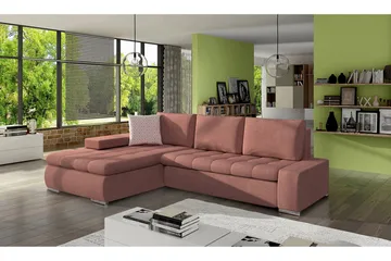 3-sits Hörnbäddsoffa Cerys Mini - Läder/Rosa - Möbler - Vardagsrum - Bäddsoffor - Bäddsoffa divan