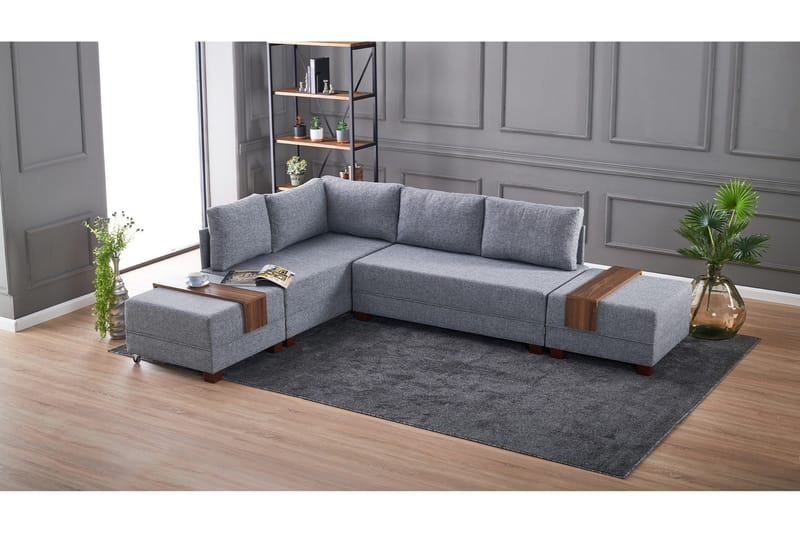 Algeria Hörnbäddsoffa Vänster - Grå - Möbler - Vardagsrum - Bäddsoffor - Hörnbäddsoffa