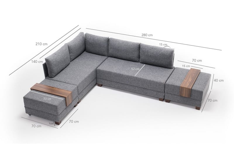 Algeria Hörnbäddsoffa Vänster - Grå - Möbler - Vardagsrum - Bäddsoffor - Hörnbäddsoffa