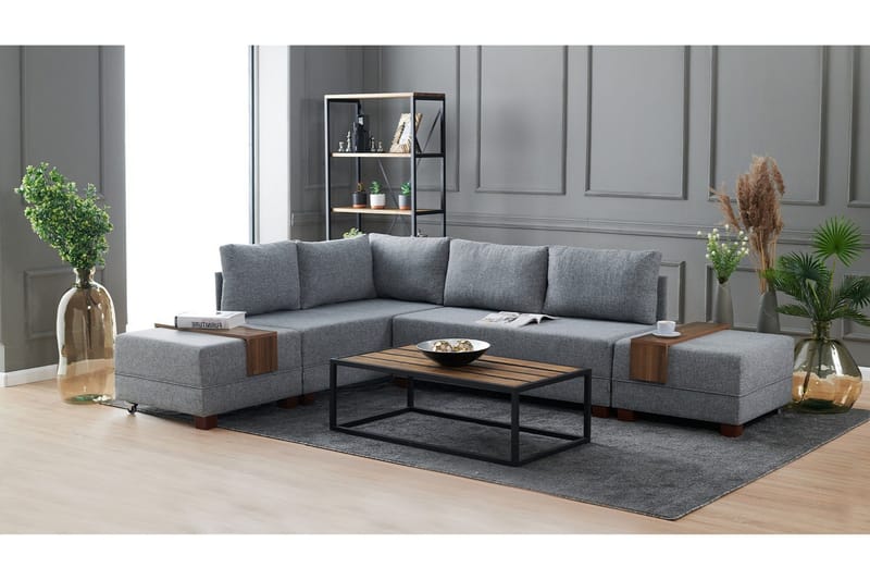 Algeria Hörnbäddsoffa Vänster - Grå - Möbler - Vardagsrum - Bäddsoffor - Hörnbäddsoffa