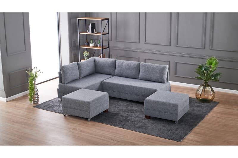 Algeria Hörnbäddsoffa Vänster - Grå - Möbler - Vardagsrum - Bäddsoffor - Hörnbäddsoffa