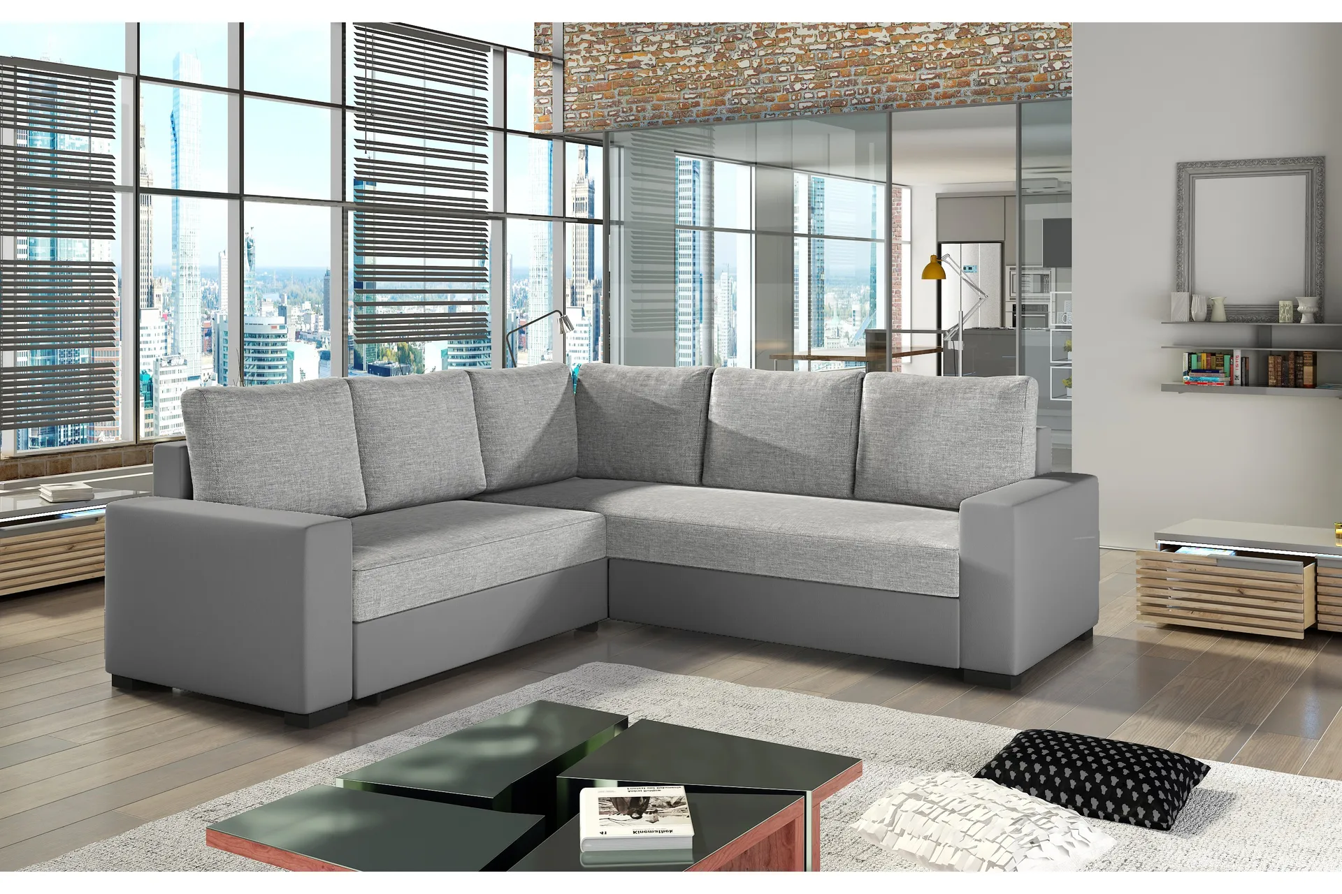 alliana hörnbäddsoffa grå -