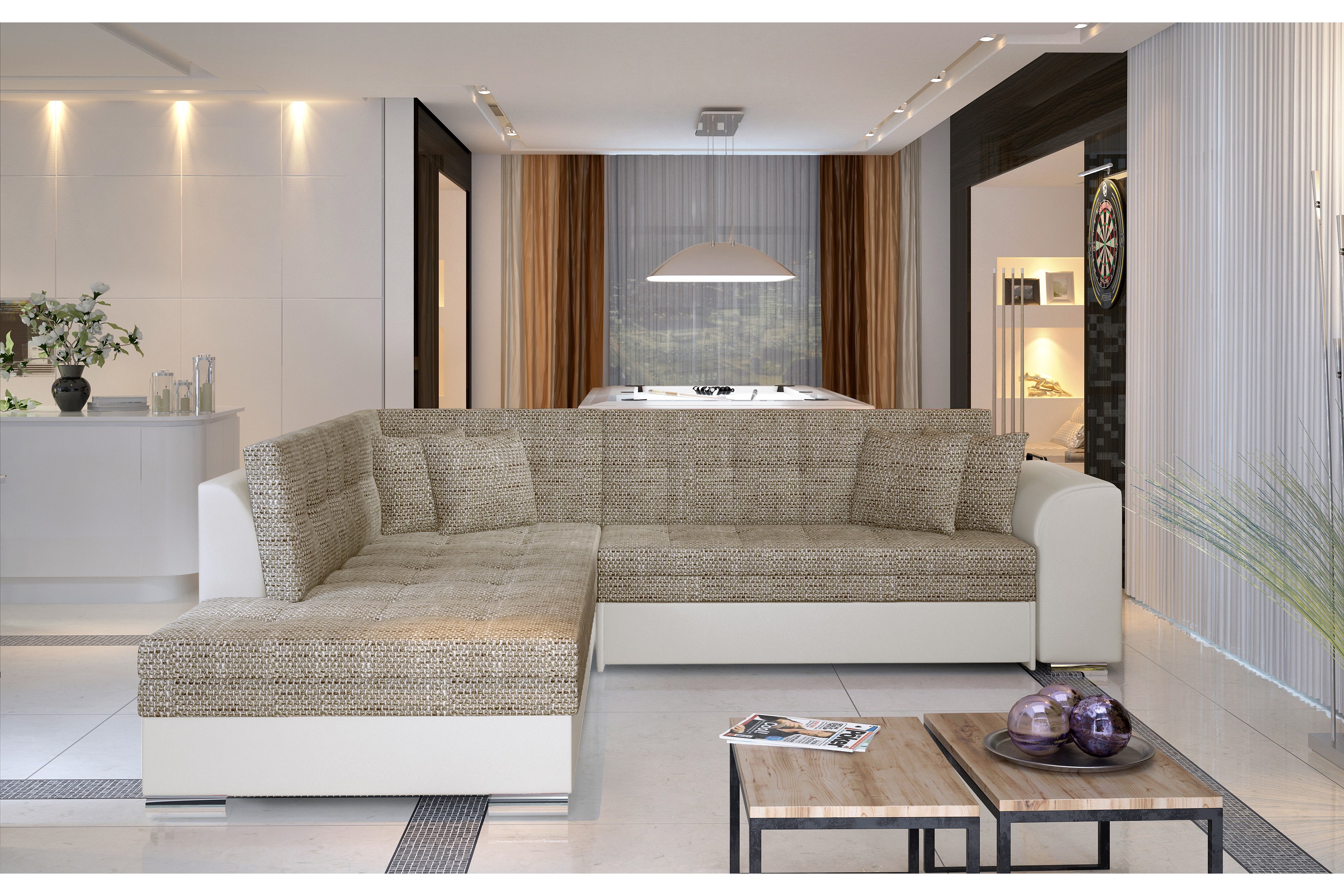 ambroa hörnbäddsoffa beige -