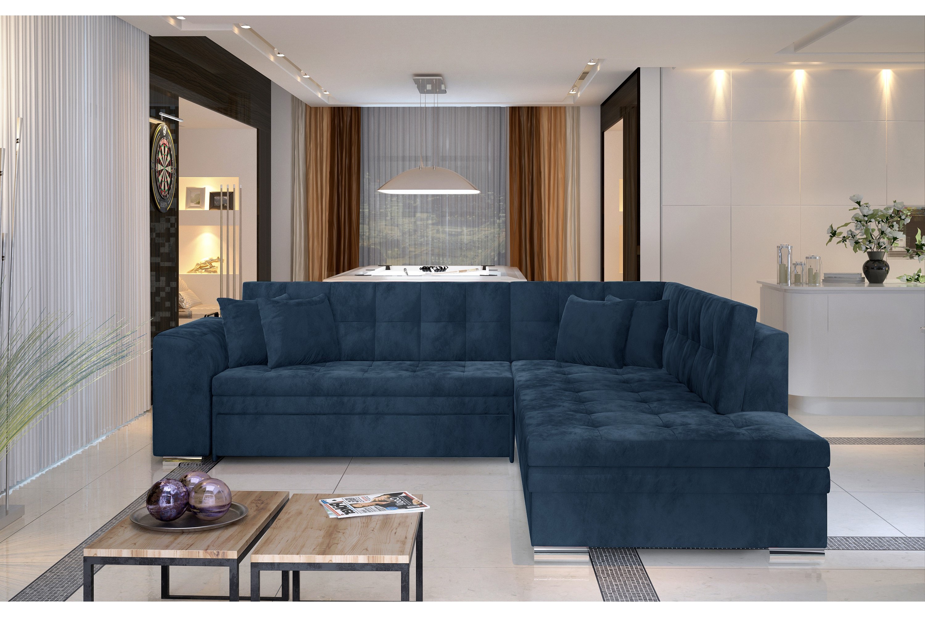 ambroa hörnbäddsoffa blå -