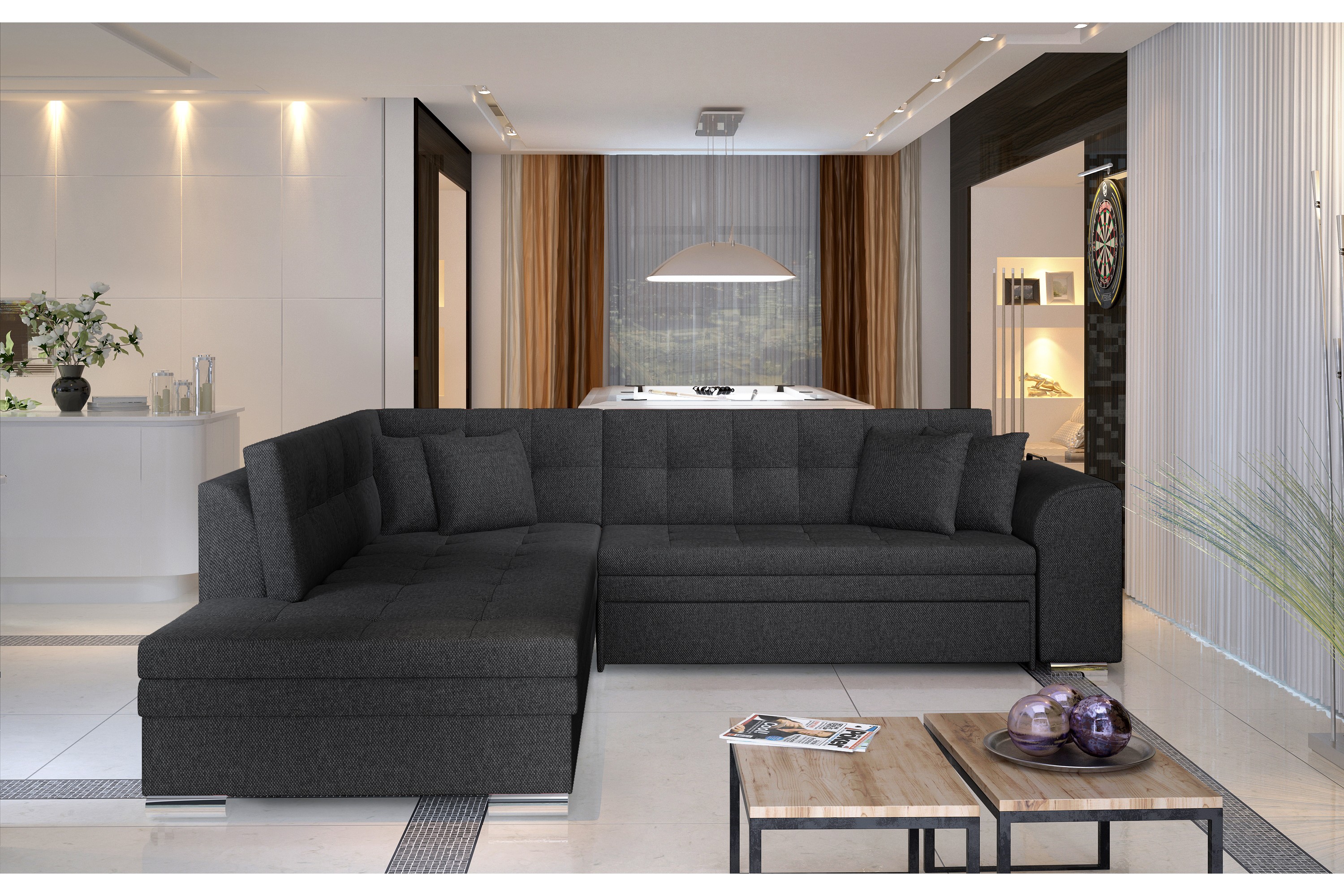 ambroa hörnbäddsoffa grå -