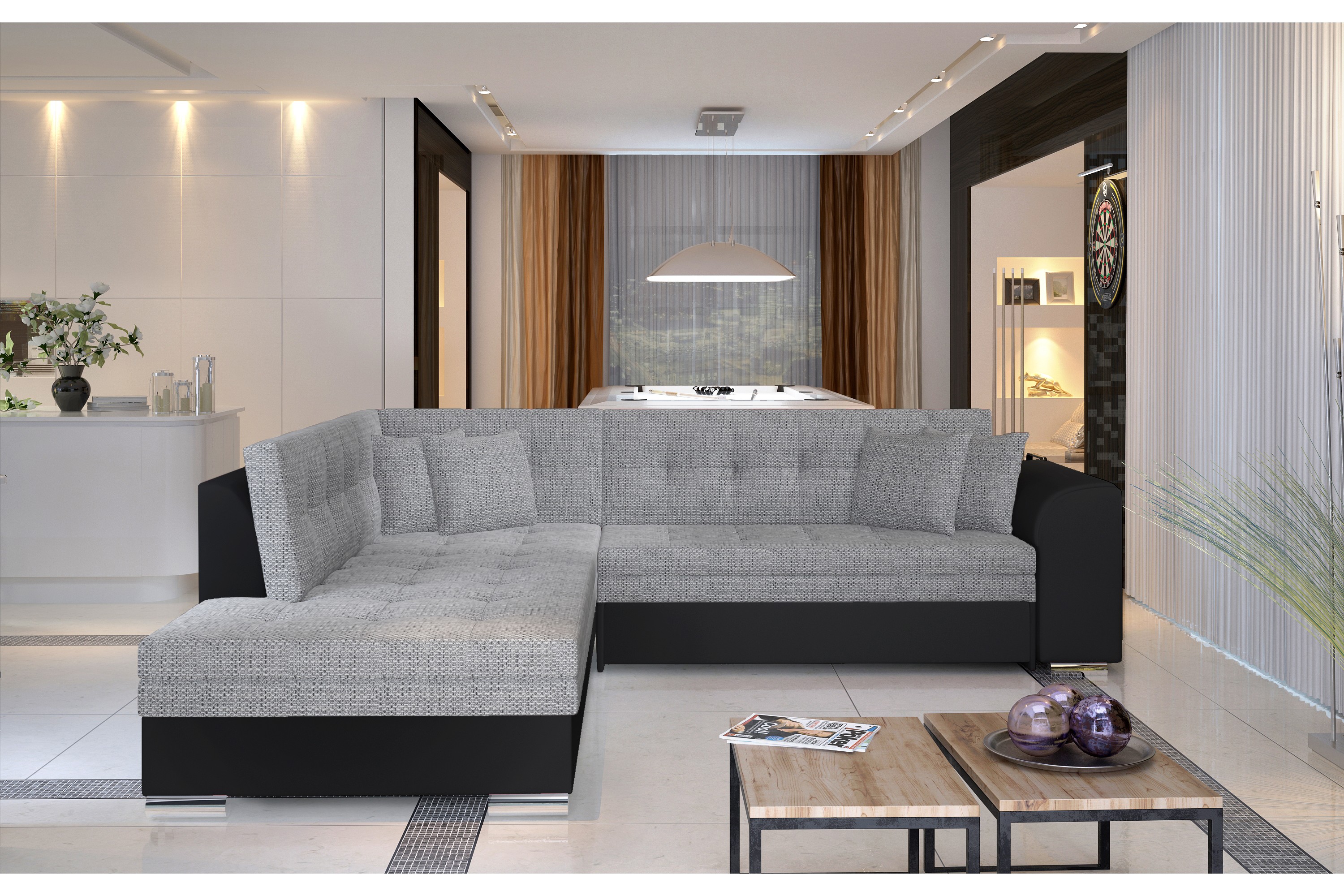 ambroa hörnbäddsoffa grå/svart -