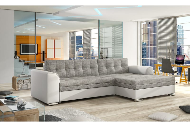 Amerikana Hörnbäddsoffa med Divan, Grå/Vit