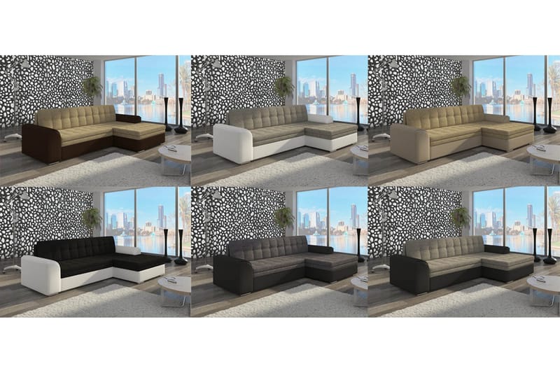 Amerikana Hörnbäddsoffa med Divan - Grå/Vit - Möbler - Vardagsrum - Bäddsoffor - Hörnbäddsoffa