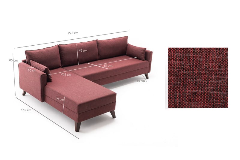 Antigua Divanbäddsoffa Vänster - Röd - Möbler - Vardagsrum - Bäddsoffor - Hörnbäddsoffa