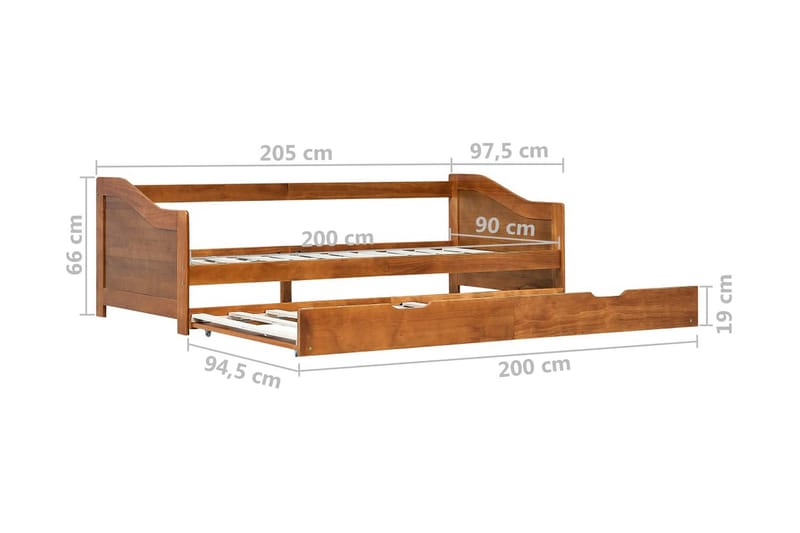 Bäddsoffa ram furu honungsbrun 90x200 cm - Brun - Möbler - Vardagsrum - Bäddsoffor - Hörnbäddsoffa