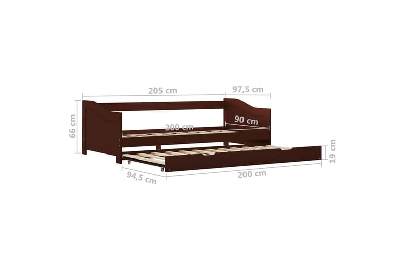 Bäddsoffa ram furu mörkbrun 90x200 cm - Brun - Möbler - Vardagsrum - Bäddsoffor - Hörnbäddsoffa