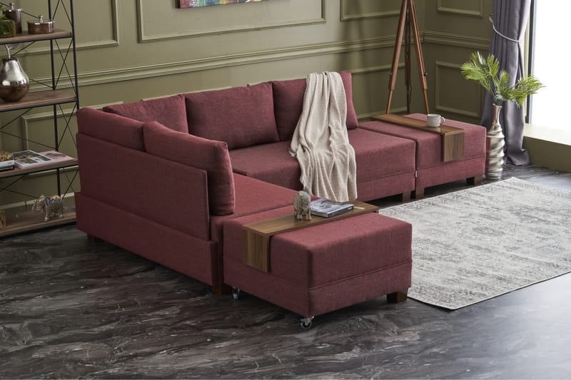 BARUDA Bäddsoffa  Röd - Möbler - Vardagsrum - Bäddsoffor - Hörnbäddsoffa