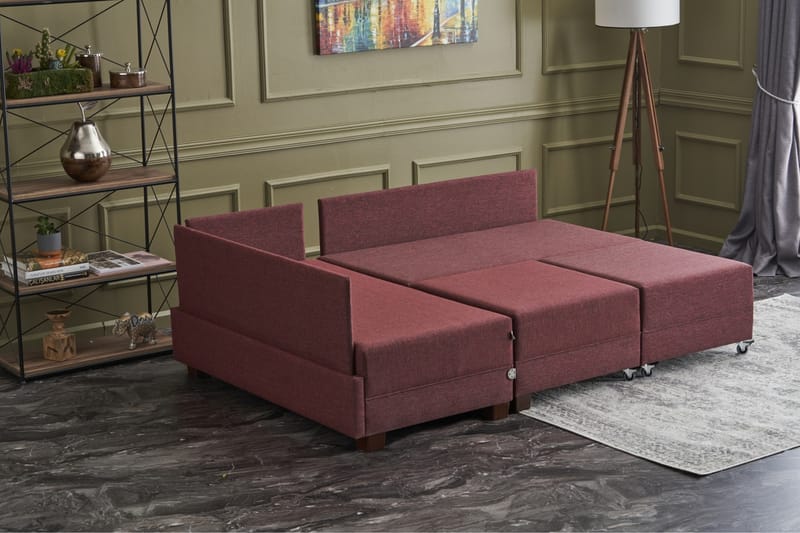 BARUDA Bäddsoffa  Röd - Möbler - Vardagsrum - Bäddsoffor - Hörnbäddsoffa