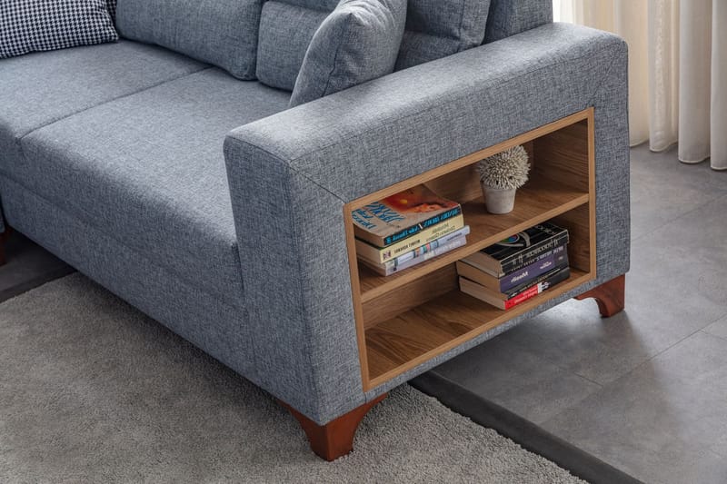 Bervik Hörnsoffa 230x90x150 cm - Grå - Möbler - Vardagsrum - Bäddsoffor - Hörnbäddsoffa