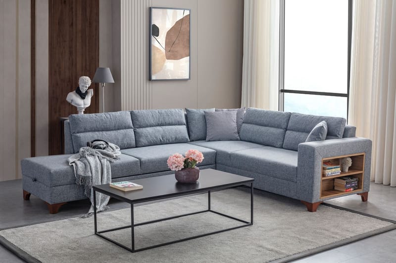 Bervik Hörnsoffa 230x90x150 cm - Grå - Möbler - Vardagsrum - Bäddsoffor - Hörnbäddsoffa