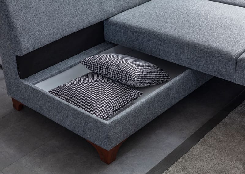 Bervik Hörnsoffa 230x90x150 cm - Grå - Möbler - Vardagsrum - Bäddsoffor - Hörnbäddsoffa
