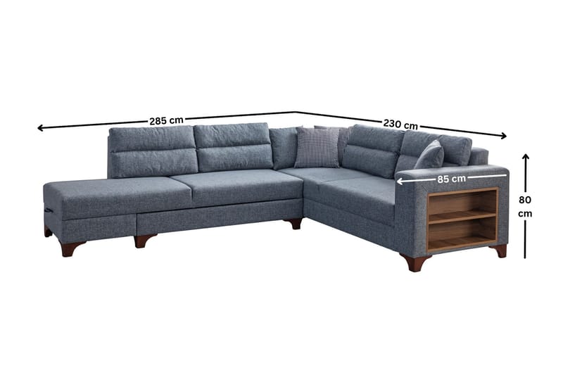 Bervik Hörnsoffa 230x90x150 cm - Grå - Möbler - Vardagsrum - Bäddsoffor - Hörnbäddsoffa