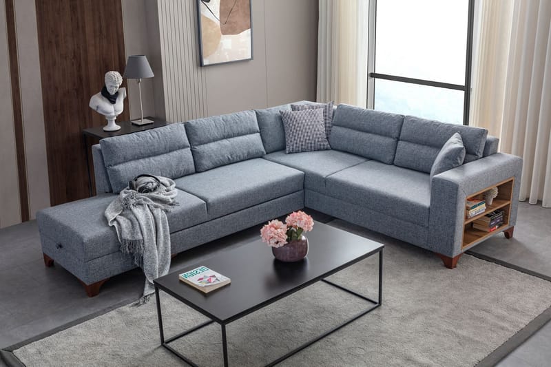 Bervik Hörnsoffa 230x90x150 cm - Grå - Möbler - Vardagsrum - Bäddsoffor - Hörnbäddsoffa