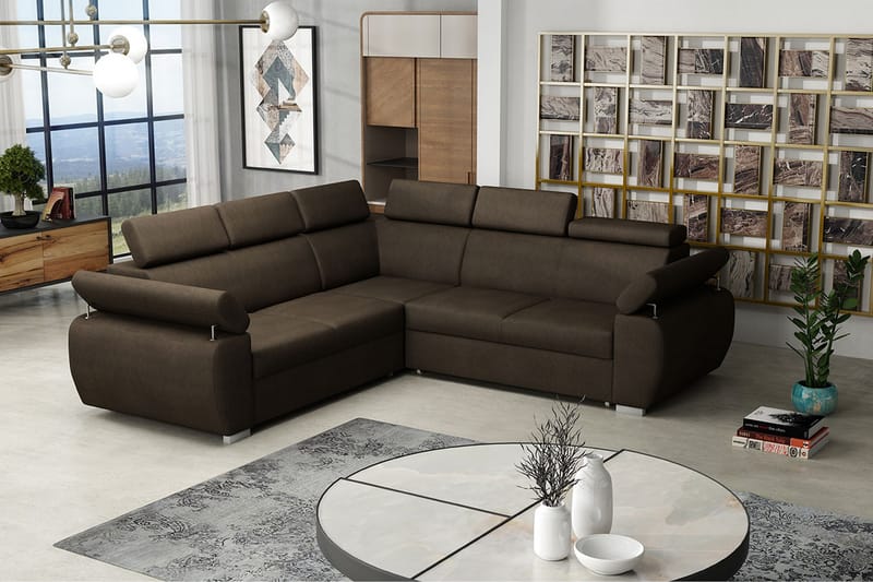 BOSTON Hörnsoffa Brun - Brun - Möbler - Vardagsrum - Bäddsoffor - Hörnbäddsoffa