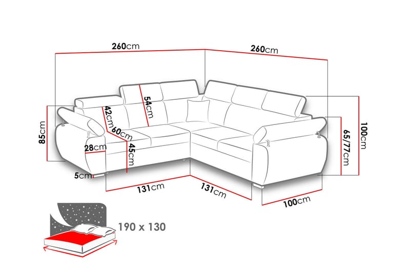 BOSTON Hörnsoffa Svart - Mörkgrå - Möbler - Vardagsrum - Bäddsoffor - Hörnbäddsoffa