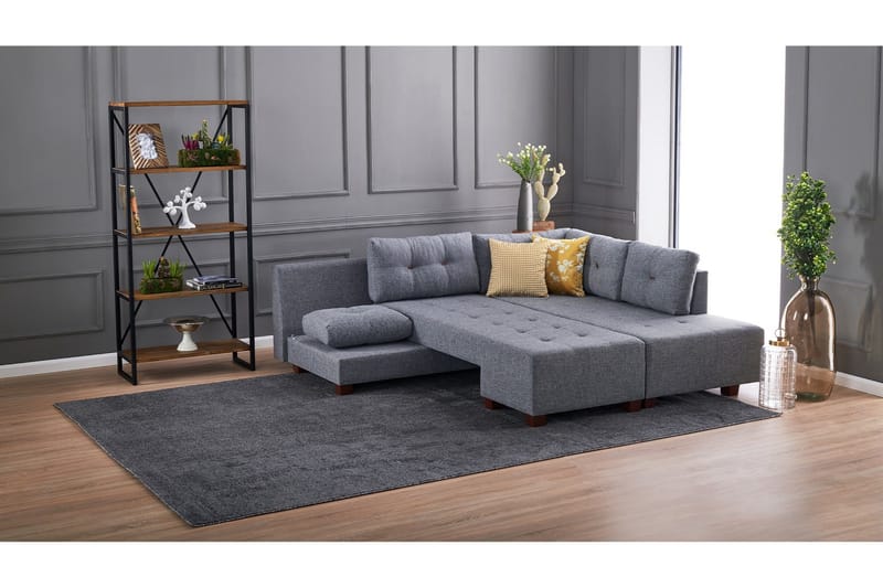 Brunei Hörnbäddsoffa Höger - Grå - Möbler - Vardagsrum - Bäddsoffor - Hörnbäddsoffa