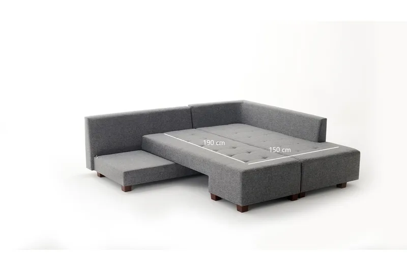 Brunei Hörnbäddsoffa Höger - Grå - Möbler - Vardagsrum - Bäddsoffor - Hörnbäddsoffa