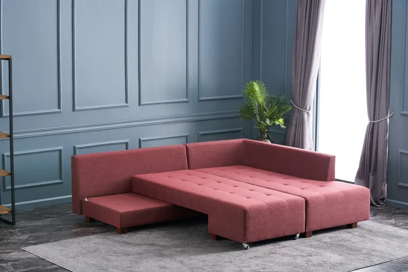 Brunei Hörnbäddsoffa Höger - Röd - Möbler - Vardagsrum - Bäddsoffor - Hörnbäddsoffa