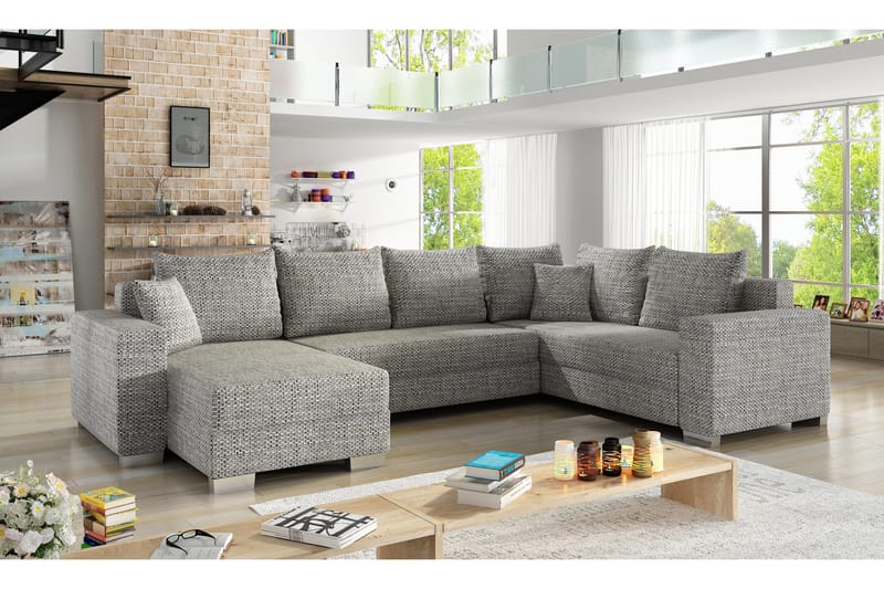 CABIA Hörnbäddsoffa med Divan Grå - Möbler - Vardagsrum - Bäddsoffor - Hörnbäddsoffa