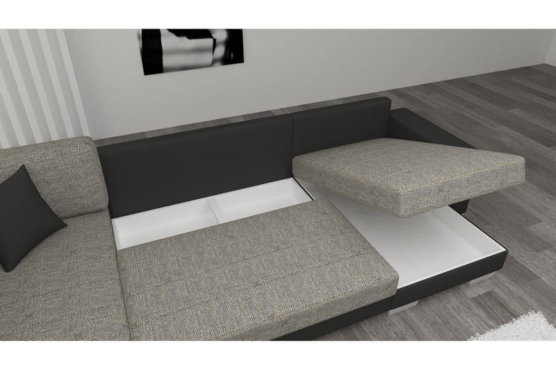 CABIA Hörnbäddsoffa med Divan Svart - Möbler - Vardagsrum - Bäddsoffor - Hörnbäddsoffa