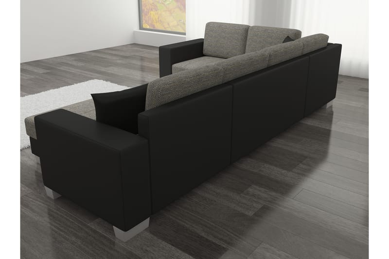 CABIA Hörnbäddsoffa med Divan Svart - Möbler - Vardagsrum - Bäddsoffor - Hörnbäddsoffa