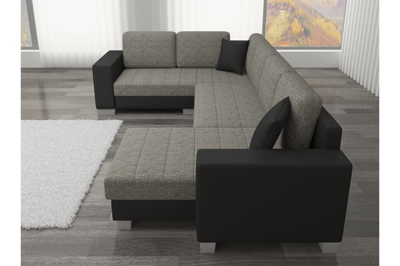 CABIA Hörnbäddsoffa med Divan Svart - Möbler - Vardagsrum - Bäddsoffor - Hörnbäddsoffa
