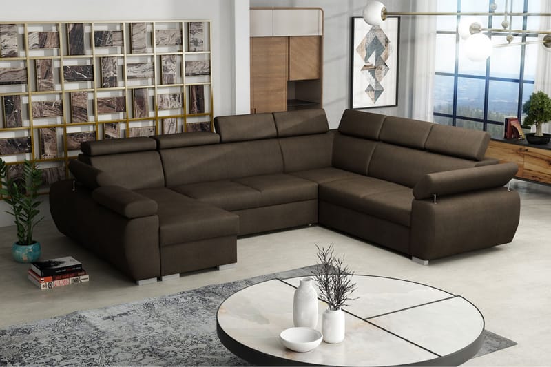 CORINNE Hörnsoffa Vänster Brun - Brun - Möbler - Vardagsrum - Bäddsoffor - Hörnbäddsoffa