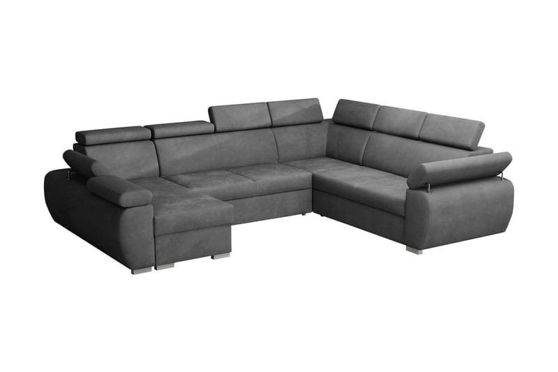 CORINNE Hörnsoffa Vänster Svart - Mörkgrå - Möbler - Vardagsrum - Bäddsoffor - Hörnbäddsoffa