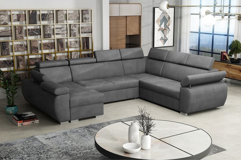 CORINNE Hörnsoffa Vänster Svart - Mörkgrå - Möbler - Vardagsrum - Bäddsoffor - Hörnbäddsoffa