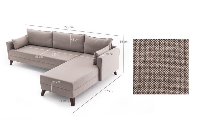 DENMARK Bäddsoffa  Beige - Möbler - Vardagsrum - Bäddsoffor - Hörnbäddsoffa