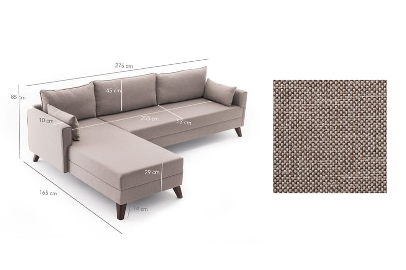 DENMARK Bäddsoffa  Beige - Möbler - Vardagsrum - Bäddsoffor - Hörnbäddsoffa