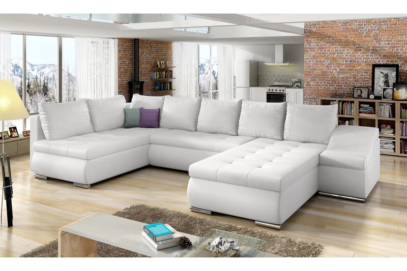 ENGEN Hörnbäddsoffa med Divan Vit - Möbler - Vardagsrum - Bäddsoffor - Hörnbäddsoffa