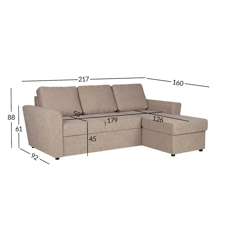 Hörnbäddsoffa Fenor - Beige - Möbler - Vardagsrum - Bäddsoffor - Hörnbäddsoffa