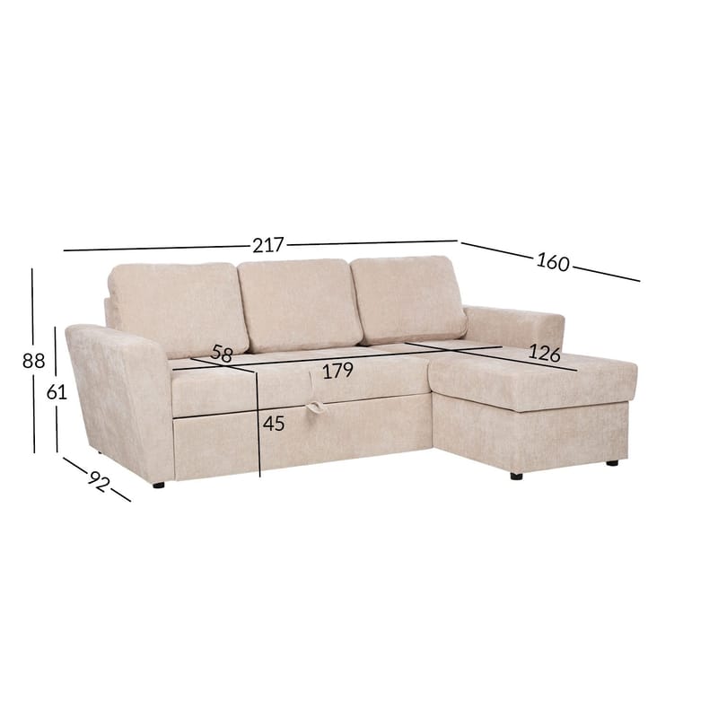 Hörnbäddsoffa Fenor - ljusbeige - Möbler - Vardagsrum - Bäddsoffor