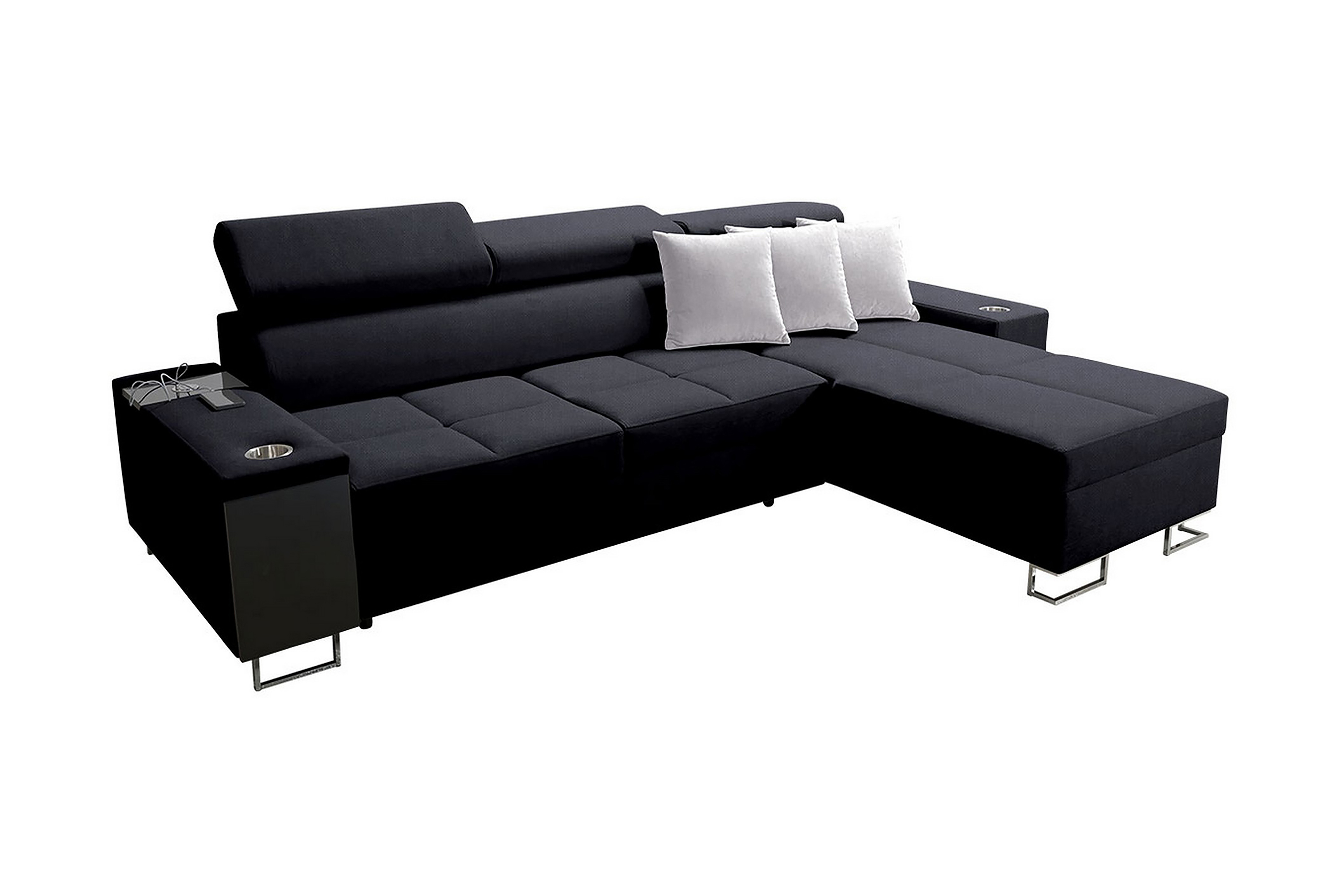 fiorano 3-sits hörnbäddsoffa höger svart -