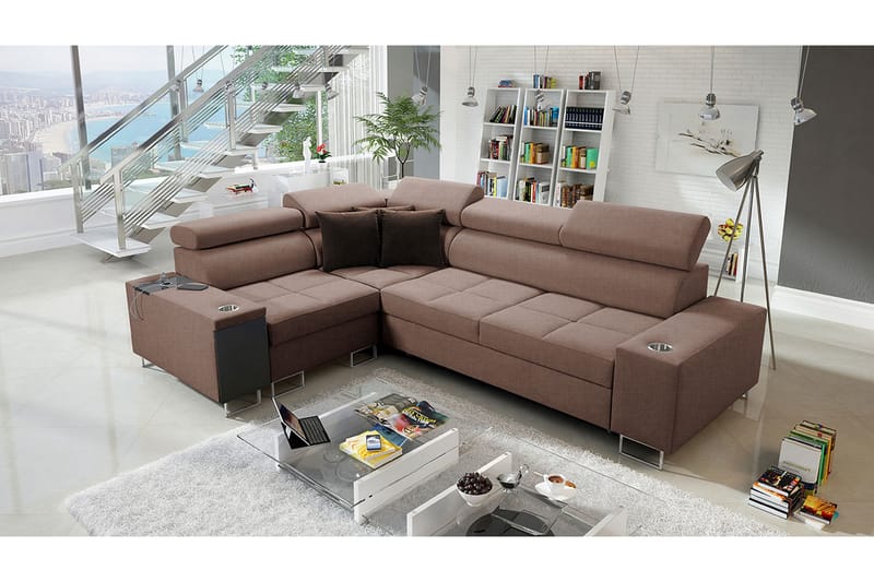 FIORANO 3-sits Hörnbäddsoffa Universal - Brun - Möbler - Vardagsrum - Bäddsoffor - Hörnbäddsoffa