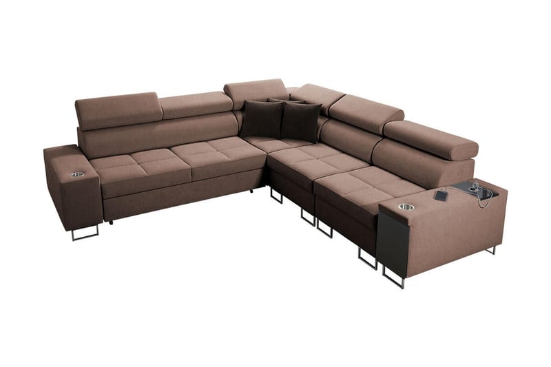 FIORANO 4-sits Hörnbäddsoffa Höger - Brun - Möbler - Vardagsrum - Bäddsoffor - Hörnbäddsoffa